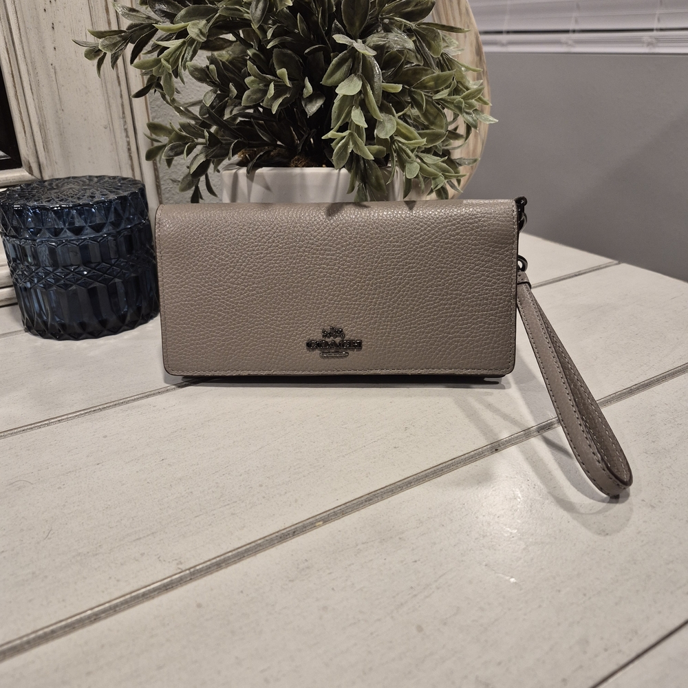 Coach Beige Wristlet Clutch